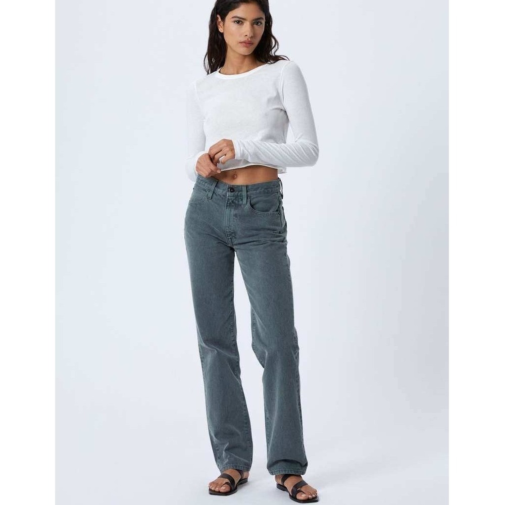 NEW SLVRLAKE Denim Sophie Long High Rise Straight Leg Jeans Grey 26